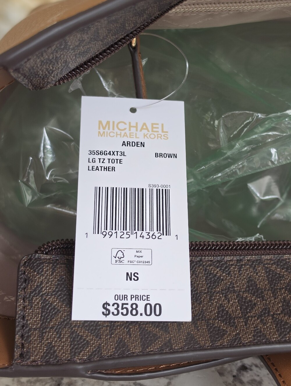 Michael Kors Arden Large Brown Tote - Picture 7 of 9